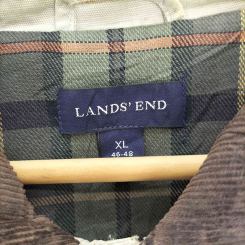 ランズエンド LANDS END 90-00S 裏地 チェック 襟 コーデュロイ ハンティング カバーオール ジャケット メンズ import:XL